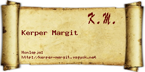 Kerper Margit névjegykártya